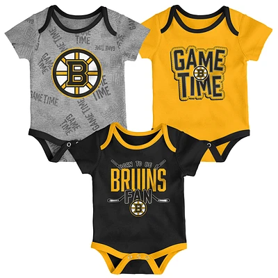 NHL Infant 3PC Onesie Set Game Time Bruins