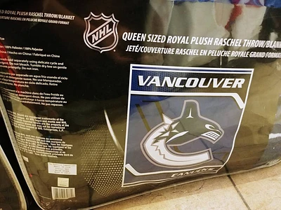 NHL Queen Sized Royal Plush Blanket Canucks