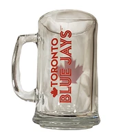 MLB Beer Mug 15 Oz Glass Sport Maple Red Leaf Blue Jays