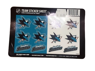 NHL Team Sticker Sheet Sharks