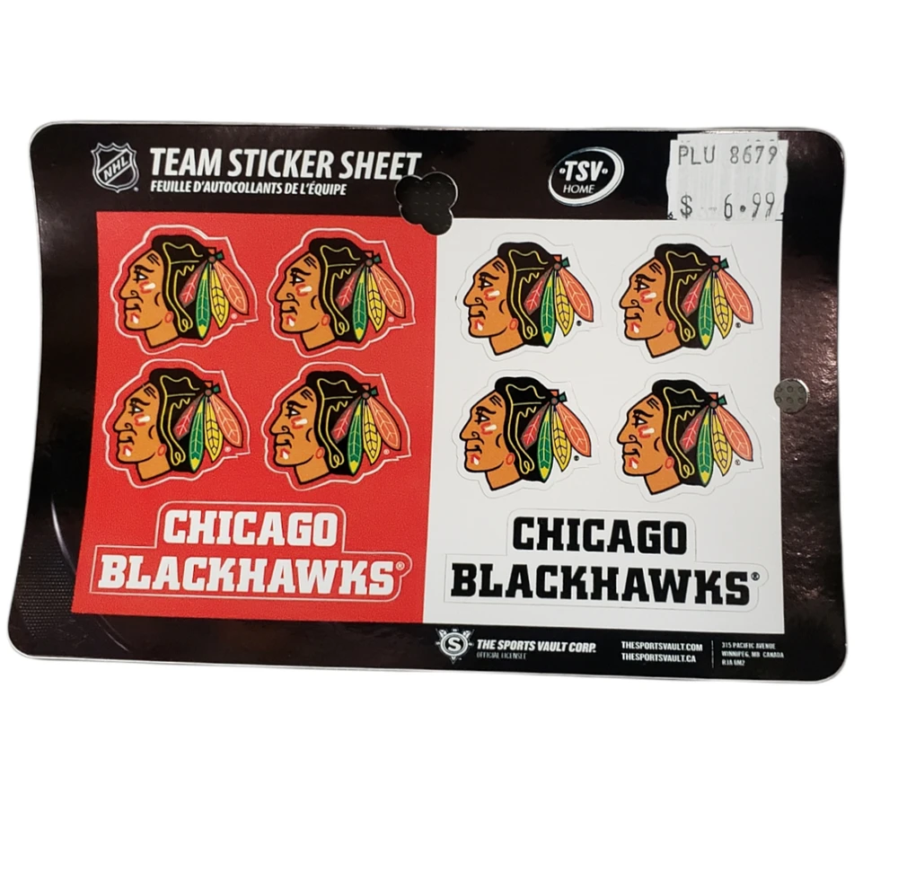 NHL Team Sticker Sheet Blackhawks