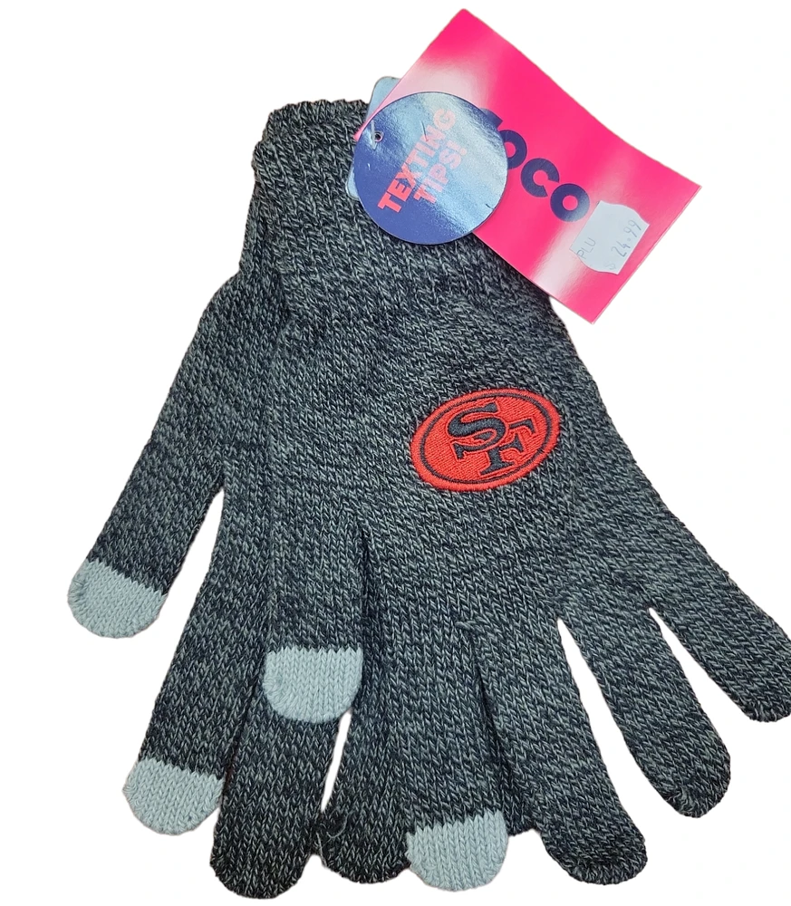 NFL Tech Gloves Charcoal Grey 49ers