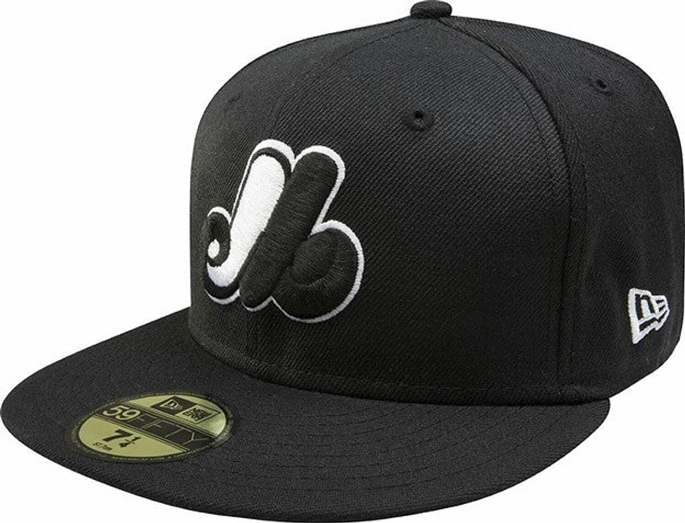 MLB Hat 5950 Cooperstown Basic Black And White Expos