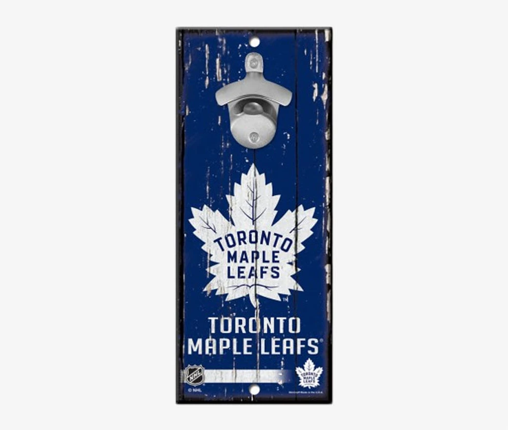 NHL Wooden Bottle Opener Sign Maple Leafs