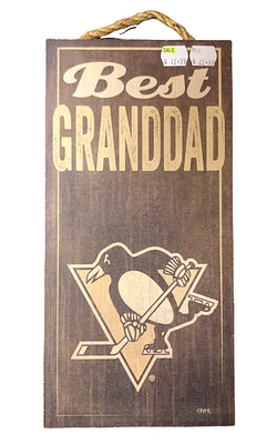 NHL Wooden Sign Best Granddad Penguins