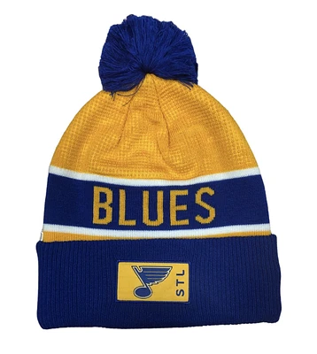 NHL Knit Hat Authentic Pro Rink Cuffed Pom Blues