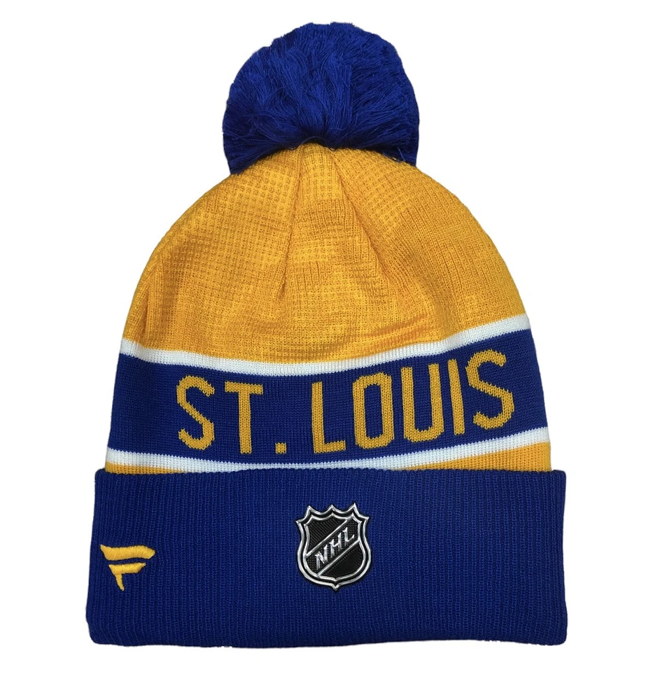 NHL Knit Hat Authentic Pro Rink Cuffed Pom Knit 2022 Blues