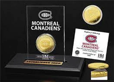 NHL Collector Coin Etched Acrylic Desktop 24 Time Champ Canadiens