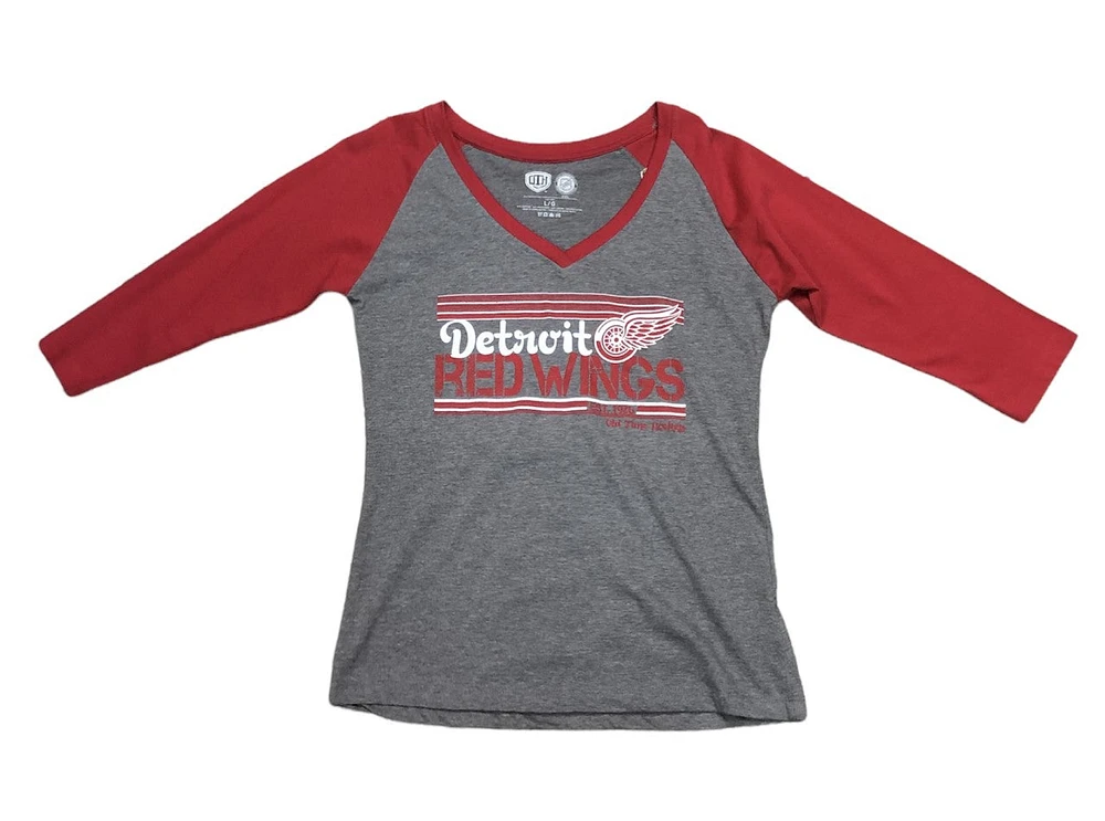 NHL Ladies 3/4 Sleeve Shirt V-Neck Amherst Red Wings