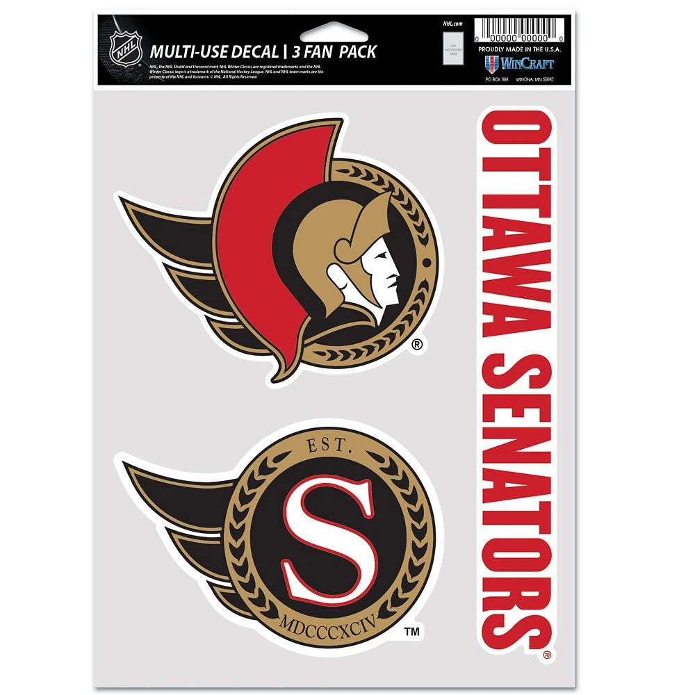 NHL Decal Multi Use 3 Pack Senators