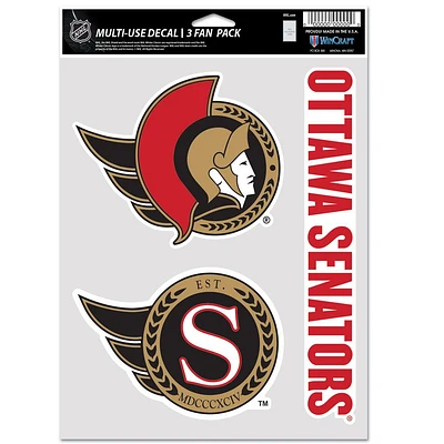 NHL Decal Multi Use 3 Pack Senators