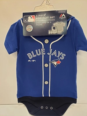 MLB Infant 3Pc Creeper, Bib & Bootie Set Tiny Player Blue Jays