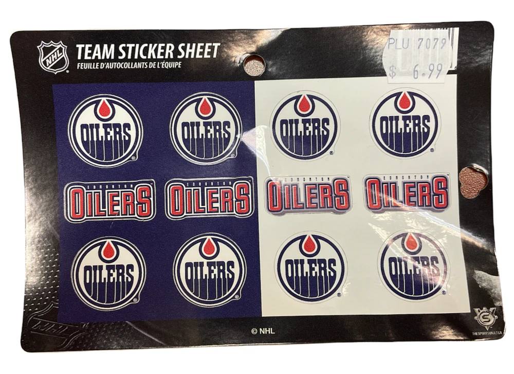 NHL Team Sticker Sheet Oilers