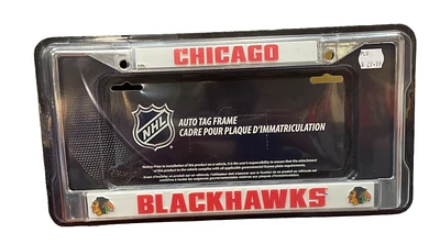 NHL License Plate Frame Metal Blackhawks