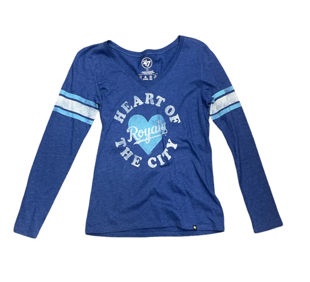 MLB Ladies Long Sleeve Shirt Knockaround Club Stripe Royals