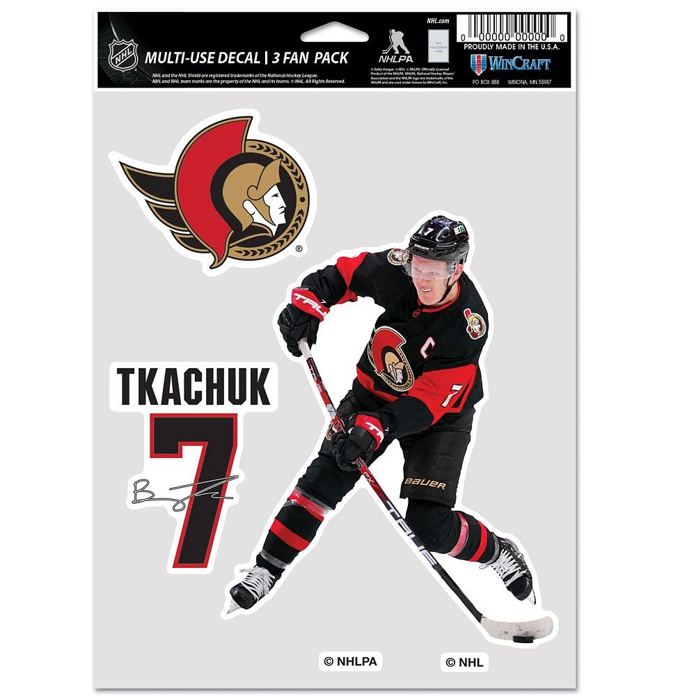 NHL Player Decal Multi Use 3 Pack Brady Tkachuk Senators