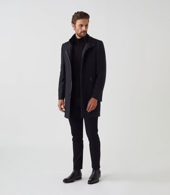 Manteau ville laine noir