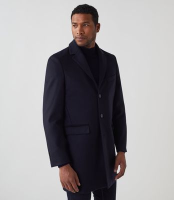 Manteau ville laine cachemire marine