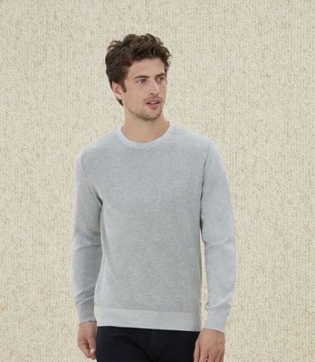 Pull col rond fantaisie gris