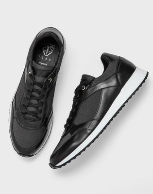 Sneakers cuir et textile noir