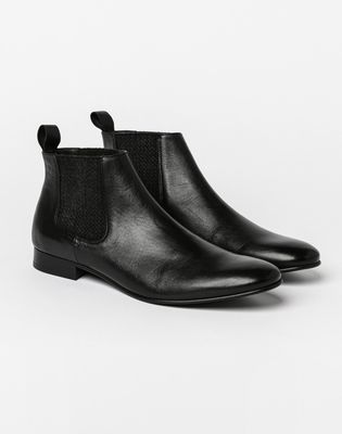 Boots Chelsea cuir noir