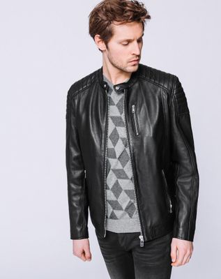 Blouson en cuir noir