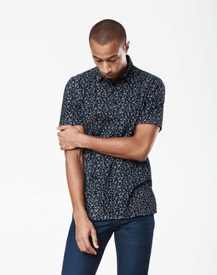 Polo coton fleuri marine