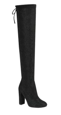 Women's Over the Knee Rhinestone Sparkle Boots : BLk