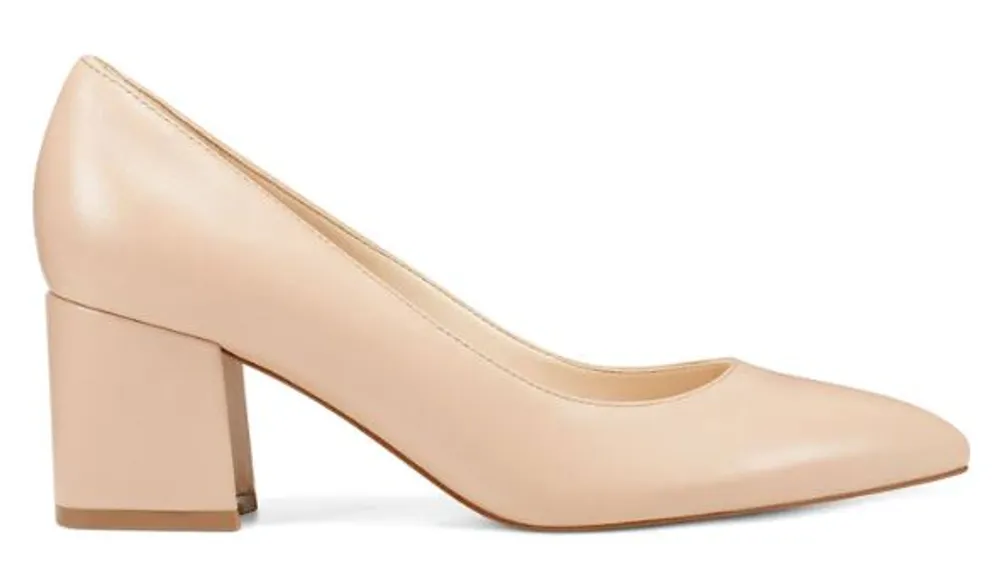 Nine West block Heel mid Pumps : NUDE