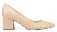 Nine West block Heel mid Pumps : NUDE