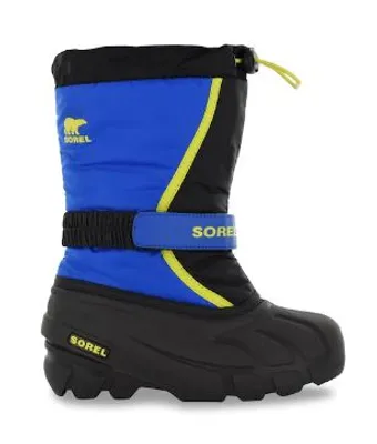 Sorel Youth Flurry Winter Boots: Blk/Super Blue