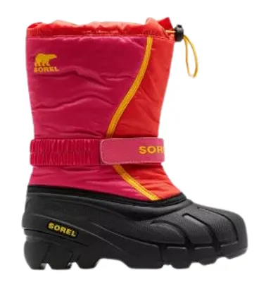 Sorel Youth Flurry Winter Boots: Poppy red/Pink