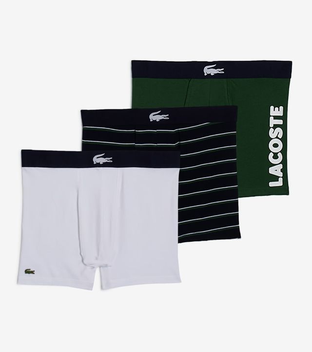 Lacoste Underwear Men's Stretch Cotton Boxer Brief 3-Pack 6H9844 BCK 