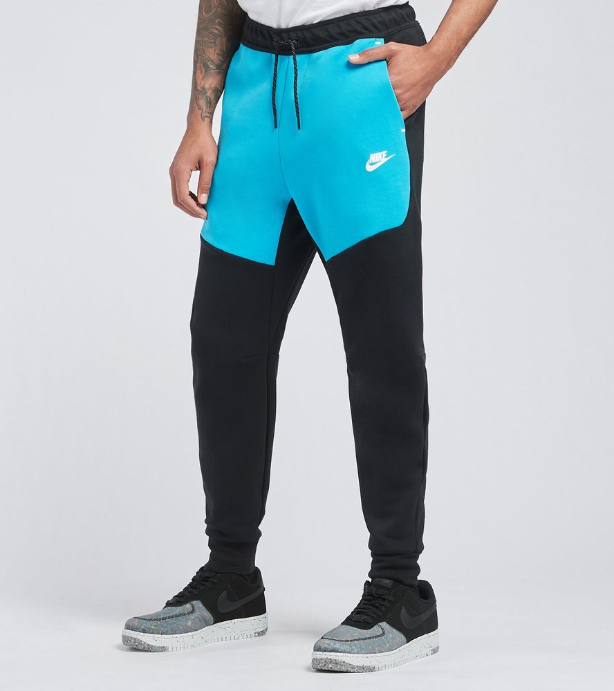 Nike NSW Tech Fleece Joggers Black Light Blue Fury White Cu4495 015 Men's  Large for sale online
