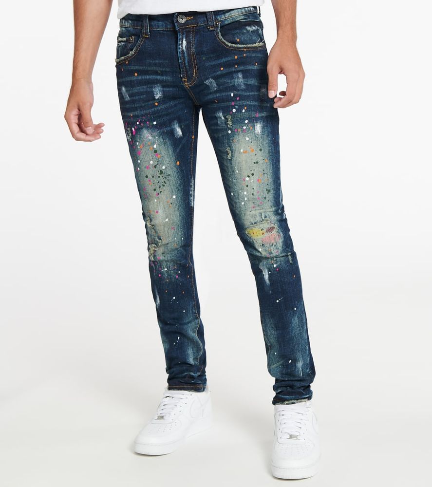 Persoon belast met sportgame liefde karakter Decibel 5 Pocket Paint Splatter Jeans L32 | Alexandria Mall