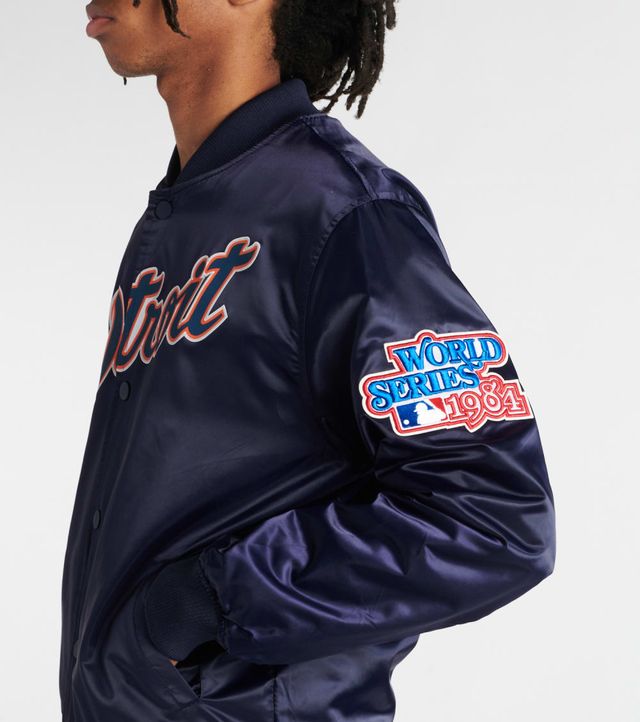 DETROIT TIGERS BIG LOGO WORLD SERIES SATIN JACKET (MIDNIGHT NAVY