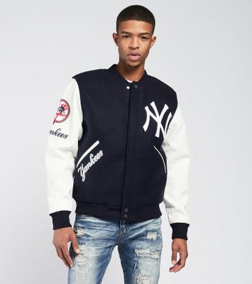 Men's New York Yankees Pro Standard Navy Remix Full-Zip Varsity Jacket