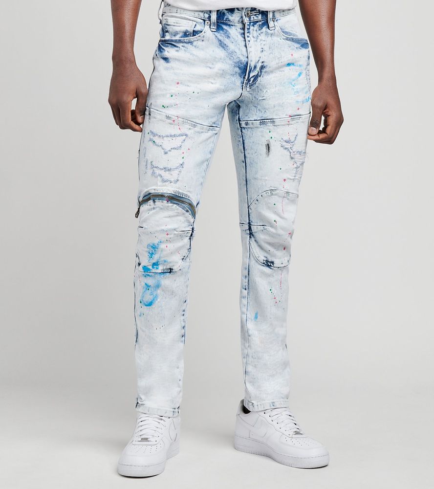 Actief onhandig Mus Decibel Print and Paint Zip Knee Jeans L32 | Alexandria Mall