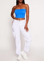 Womens Basic Seamless Bandeau Top, Blue, Size S-M
