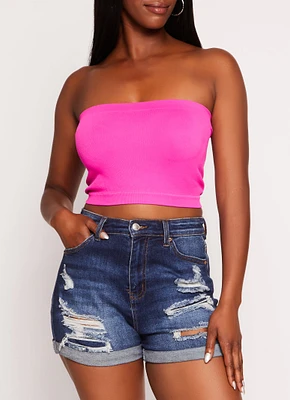 Womens Basic Seamless Bandeau Top, Pink, Size S-M