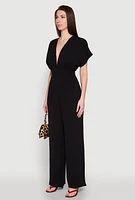 Womens Airy Dolman Sleeve Plunge Jumpsuit,