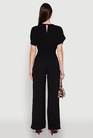 Womens Airy Dolman Sleeve Plunge Jumpsuit,