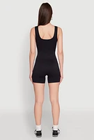 Womens Seamless Snap Button Front Biker Romper,