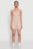 Womens Seamless Snap Button Front Biker Romper,