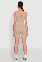 Womens Mineral Wash Corset Detail Biker Romper,