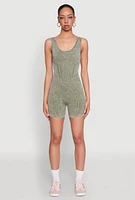 Womens Mineral Wash Corset Detail Biker Romper, Green, Size L-XL