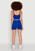 Womens Seamless Cropped Cami and Bike Shorts Set,