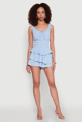 Womens Smocked Waist Tiered Romper,
