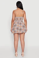 Womens Geometric Print Bustier Skater Dress, Multi, Size M