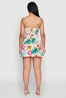 Womens Floral Print Bustier Skater Dress, Multi, Size XL